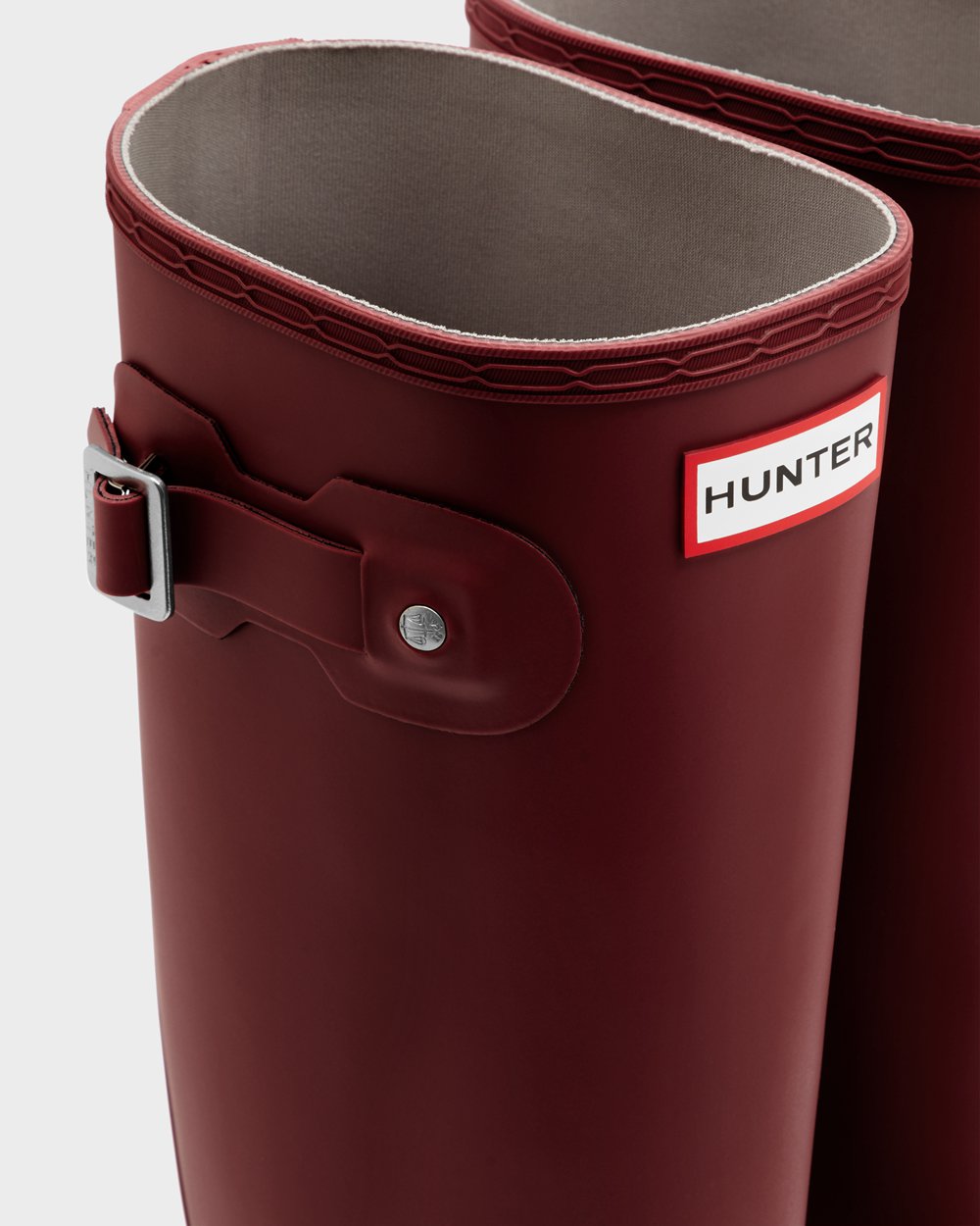 Botas de Lluvia Altas Hunter Mujer - Original - Grises Rojos - MOXHPFT-42